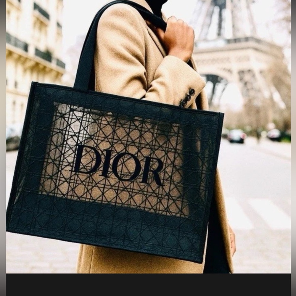 NIP 2pcs Dior GWP Black Monogram Shopping Tote with Pouch - Picture 3 of 6